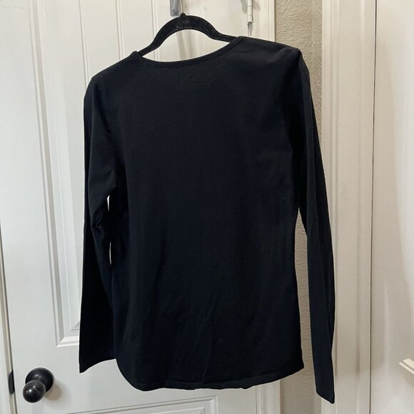 Holiday Time Merry Christmas Tree Graphic Tee Shirt Black Long Sleeves Size L - Picture 3 of 5